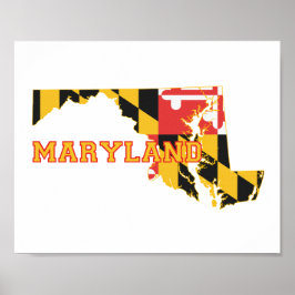 Maryland statlig flagga och Karta Poster
