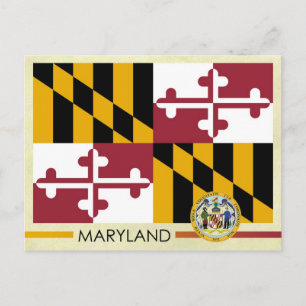 Maryland Statlig flagga och Seal Vykort