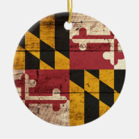 Maryland statlig flagga på gammalt Wood korn