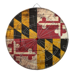 Maryland Statlig flagga på Old Wood Grain Piltavla
