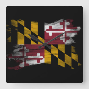 Maryland statlig flagga penseldrag, Maryland flagg Fyrkantig Klocka