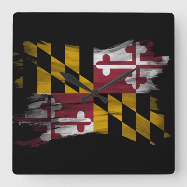 Maryland statlig flagga penseldrag, Maryland flagg Fyrkantig Klocka (Framsida)