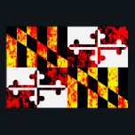 Maryland Statlig flagga Pop Art Poster<br><div class="desc">Konstnärlig återgivning av Maryland statlig flagga med grymma struktur-effekter.</div>