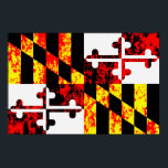 Maryland Statlig flagga Pop Art Poster<br><div class="desc">Konstnärlig återgivning av Maryland statlig flagga med grymma struktur-effekter.</div>
