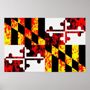 Maryland Statlig flagga Pop Art Poster
