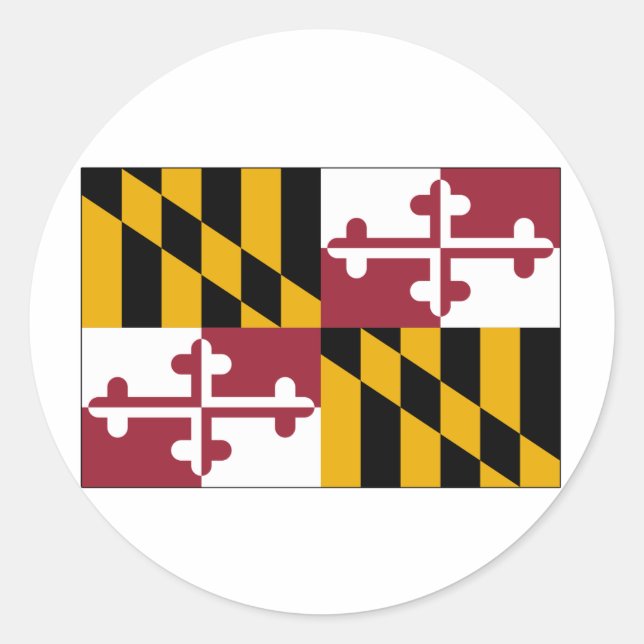 Maryland Statlig flagga Runt Klistermärke (Framsida)