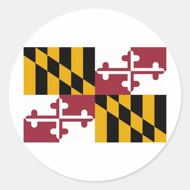 Maryland Statlig flagga Runt Klistermärke (Framsida)