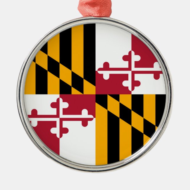 Maryland Statlig flagga Snyggt Graphic Julgransprydnad Metall (Framsidan)