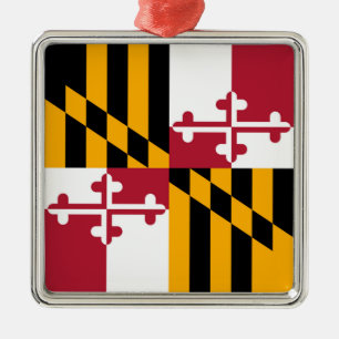 Maryland Statlig flagga Snyggt Graphic Julgransprydnad Metall
