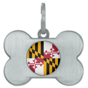 Maryland Statlig flagga Snyggt Graphic Namnbricka Husdjur