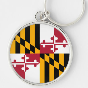 Maryland Statlig flagga Snyggt Graphic Rund Silverfärgad Nyckelring