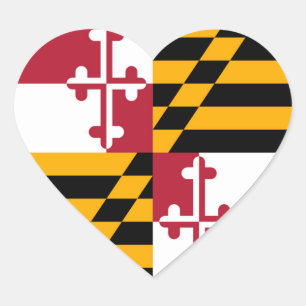 Maryland Statlig flagga Stil Decor Hjärtformat Klistermärke