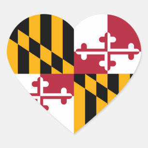 Maryland Statlig flagga Stil Decor Hjärtformat Klistermärke