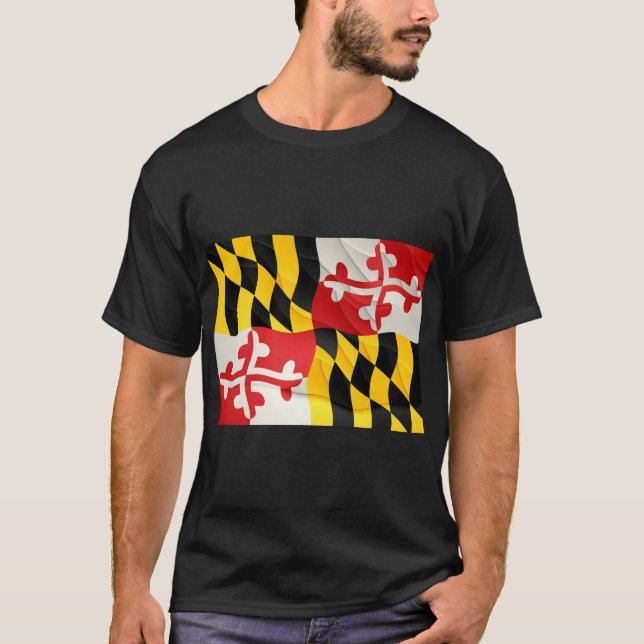 Maryland Statlig flagga T Shirt med vågeffekt (Framsida)