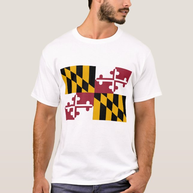 Maryland statlig flagga tee shirt (Framsida)