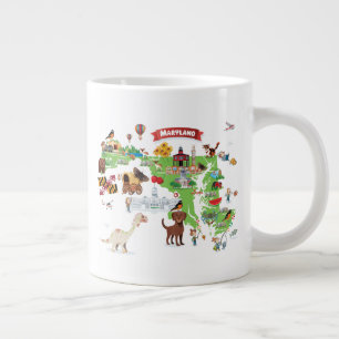 Maryland Tecknad Karta Jumbo Mugg