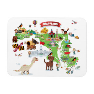 Maryland tecknadkarta magnet