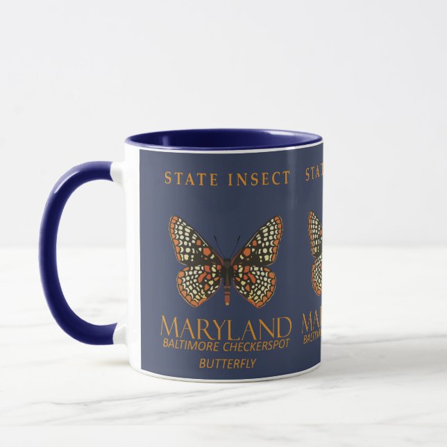 Maryland Territory Insekt Fjäril Checkerspot Mugg (Vänster)