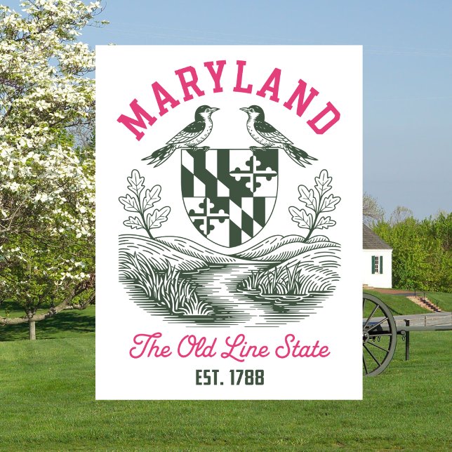 Maryland The Old Line State Est. 1788 Vapen Vykort (Maryland )
