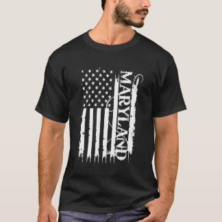 Maryland United Stater Distress w US Flagga T Shirt