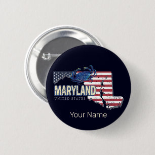 Maryland United Stater Retro State Karta Vintage U Knapp