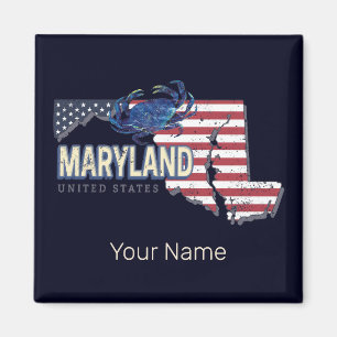 Maryland United Stater Retro State Karta Vintage U Magnet