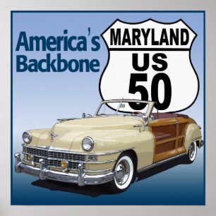 Maryland US Route 50 Poster