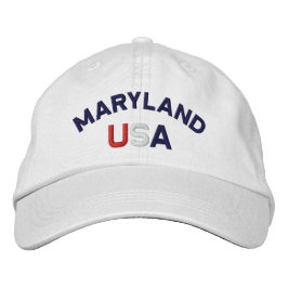 Maryland USA Embroiderade White Hat Broderad Keps