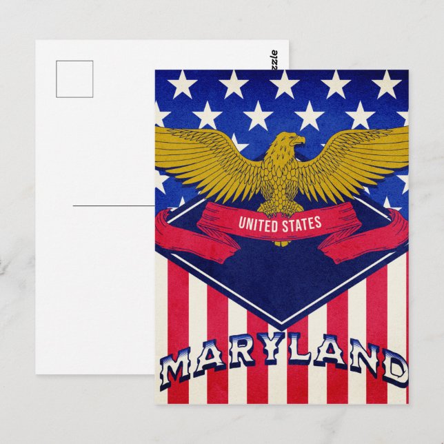 Maryland USA flagga Vykort (Fram/baksida)