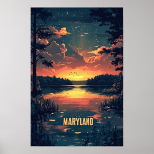 Maryland USA Konst Vintage Illustration Resa Poster