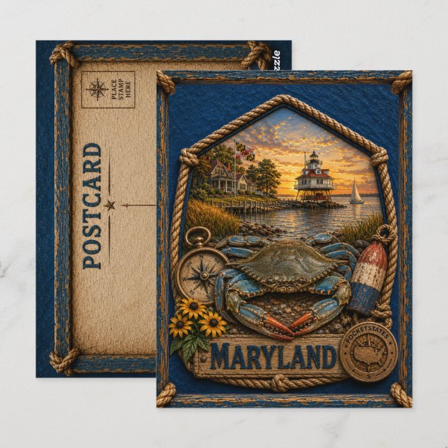 Maryland Vintage Resa Vykort (Fram/baksida)
