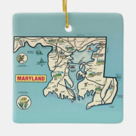 Maryland Vintagekarta Julgransprydnad Keramik