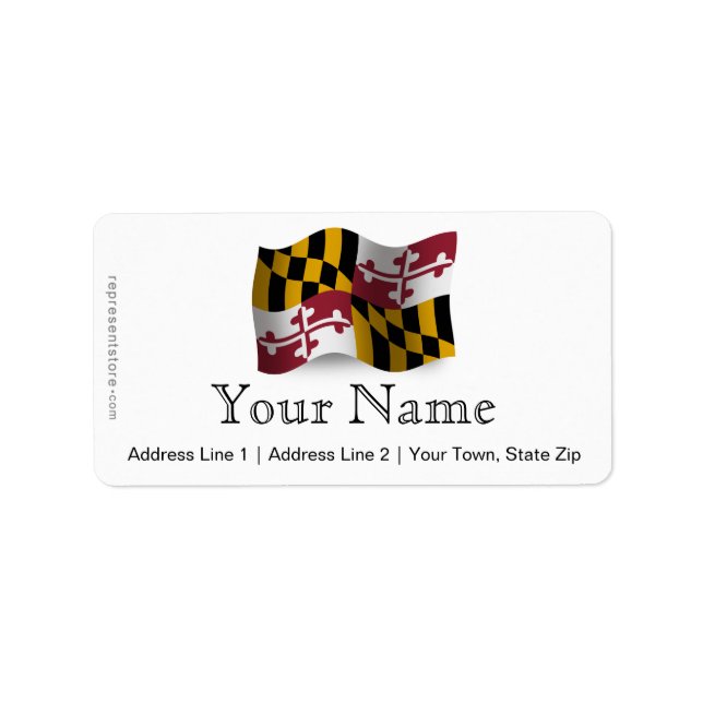 Maryland Wave Flagga Adressetikett (Framsidan)