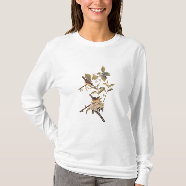 Maryland Yellowmouth Audubon Birds in Olive Träd T Shirt (Framsida)
