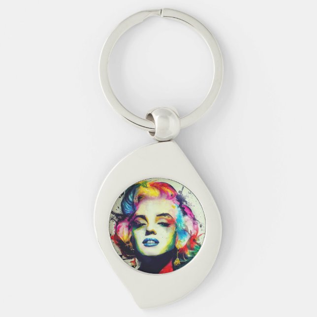 Maryline Monroe porte-clés Swirl Silverfärgad Nyckelring (Framsidan)