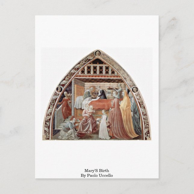 Marys födelse av Paolo Uccello Vykort (Framsida)