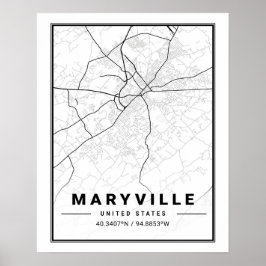 Maryville Tennessee USA Resestads Kartakarta Poster