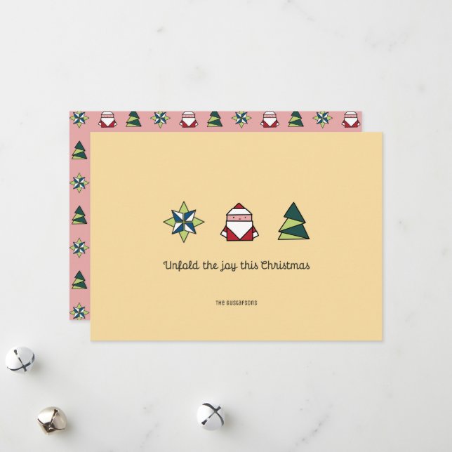 Marzipan Origami jul Julkort (Fram/Back In Situ)