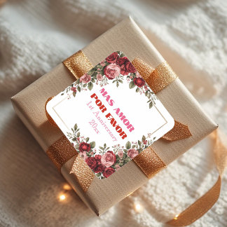 Mas Amor Por Favor More Love Please Rose Frame  Fyrkantigt Klistermärke