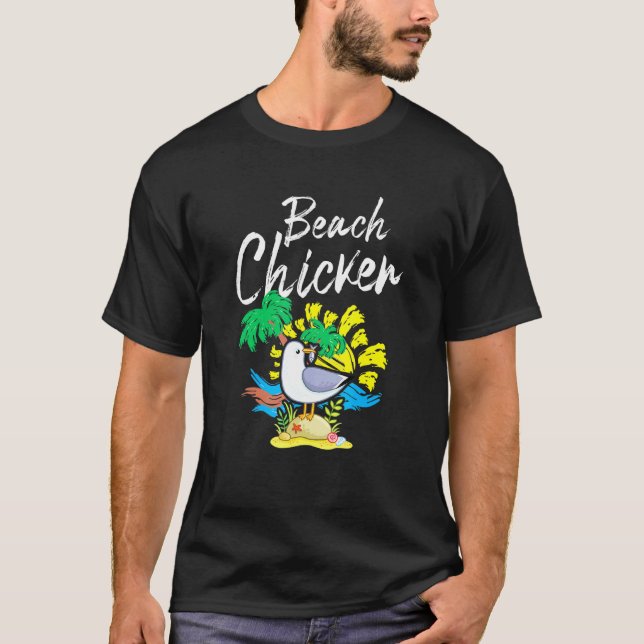 Mås Strand Kyckling Djur  1 T Shirt (Framsida)
