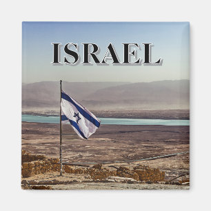 Masada-vy med israelisk flagga magnet