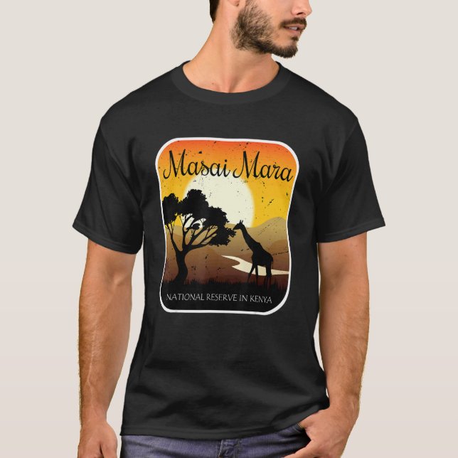 Masai Mara Kenya Safari National reserve Serengeti T Shirt (Framsida)