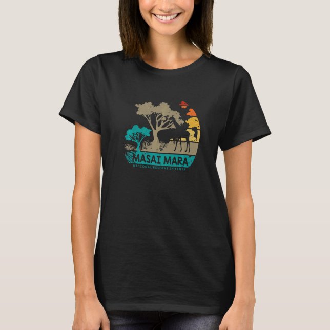 Masai Mara Safari National reserve Kenya Serengeti T Shirt (Framsida)