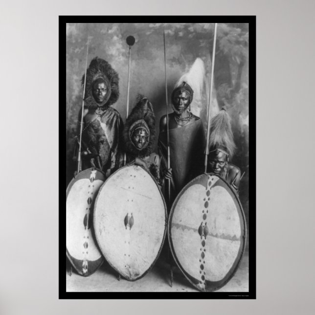 Masai Warriors Kenya, Afrika 1920 Poster (Framsidan)