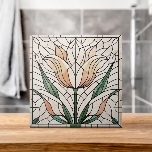 Mäsaik av tulpanblomma - Pastellkritor Kakelplatta (Skapare uppladdad)