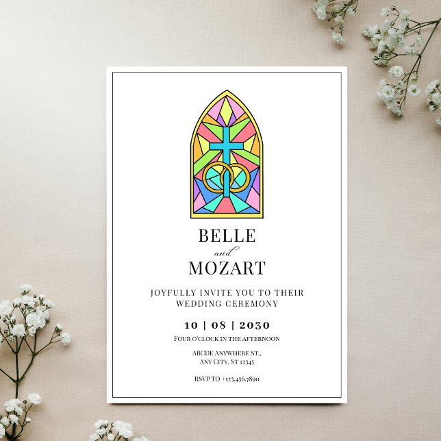 Mäsaikmatrimoni bröllop i bröllop ring kor inbjudningar (Skapare uppladdad)