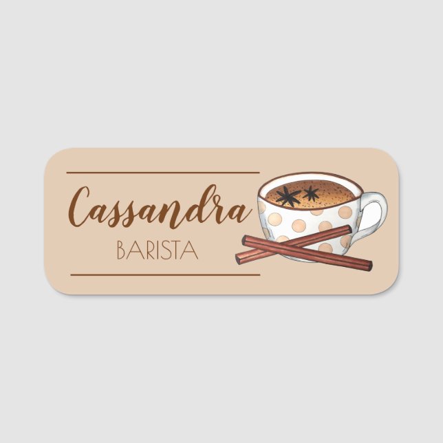 Masala Chai Tea Latte Tekopp indisk café Namnbricka (Framsida)