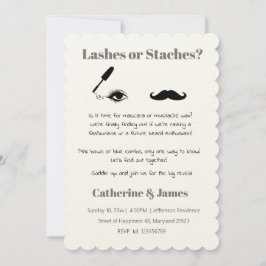 Mascara eller Mustache Funny Quirky Gender Reveal Inbjudningar