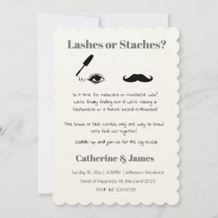 Mascara eller Mustache Funny Quirky Gender Reveal Inbjudningar