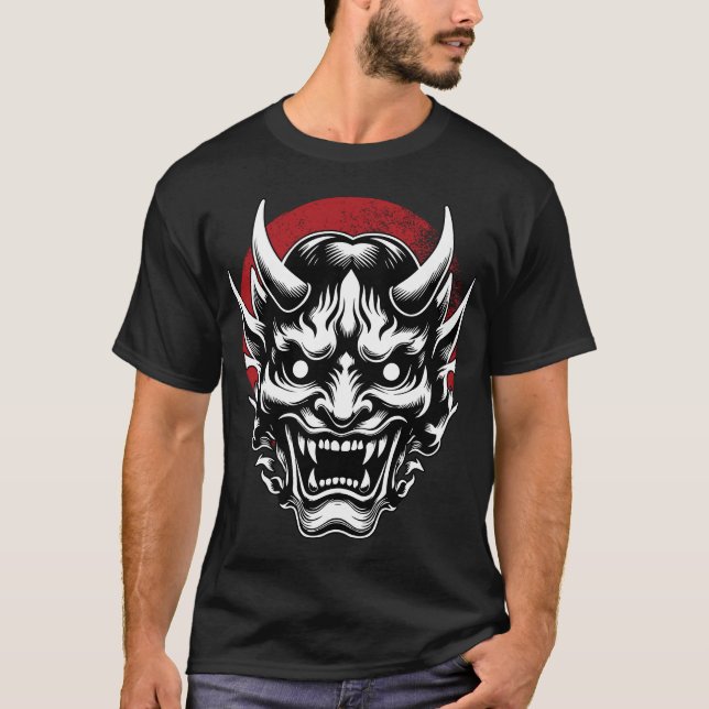 Máscara Oni/ Máscara samurai  T Shirt (Framsida)